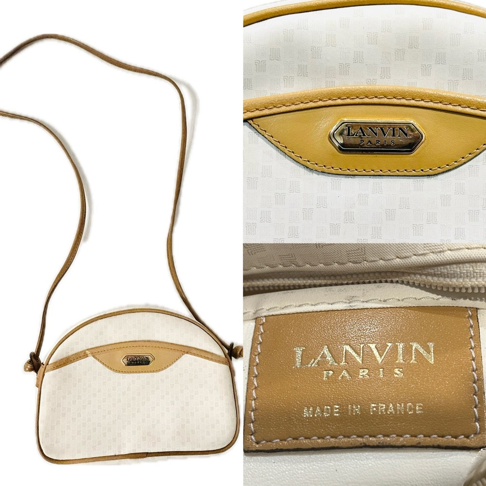Lanvin Cream and Tan Crossbody Bag with Adjustable Strap